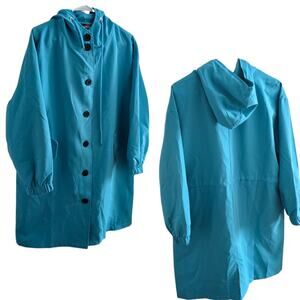 Vogue Homme XXL 2X Blue Turquoise Teal Button Down Lightweight Jacket